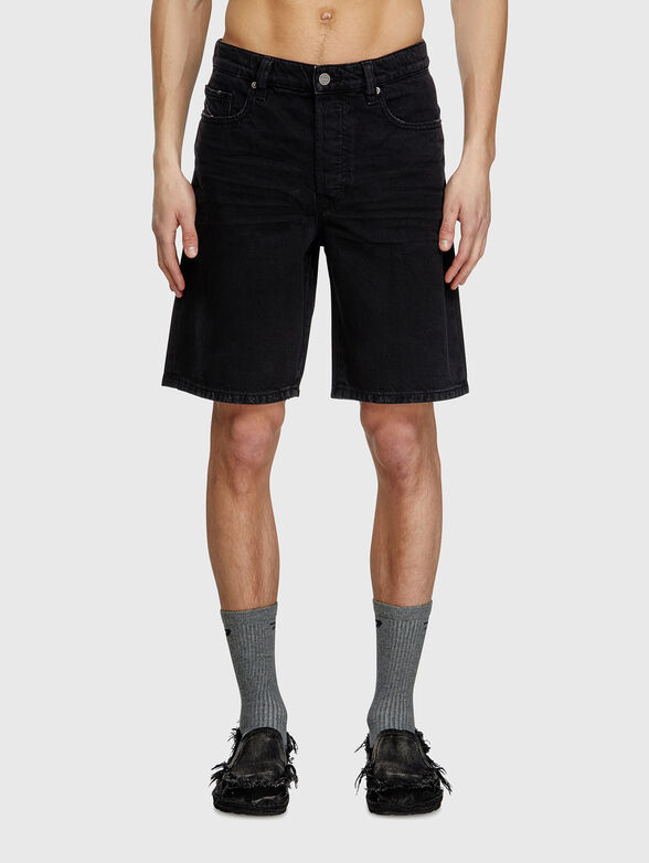 Black denim shorts - 0