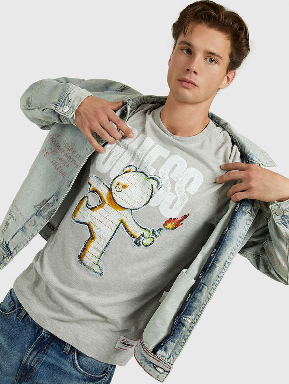 T-shirt with crewneck and graffiti print - 1
