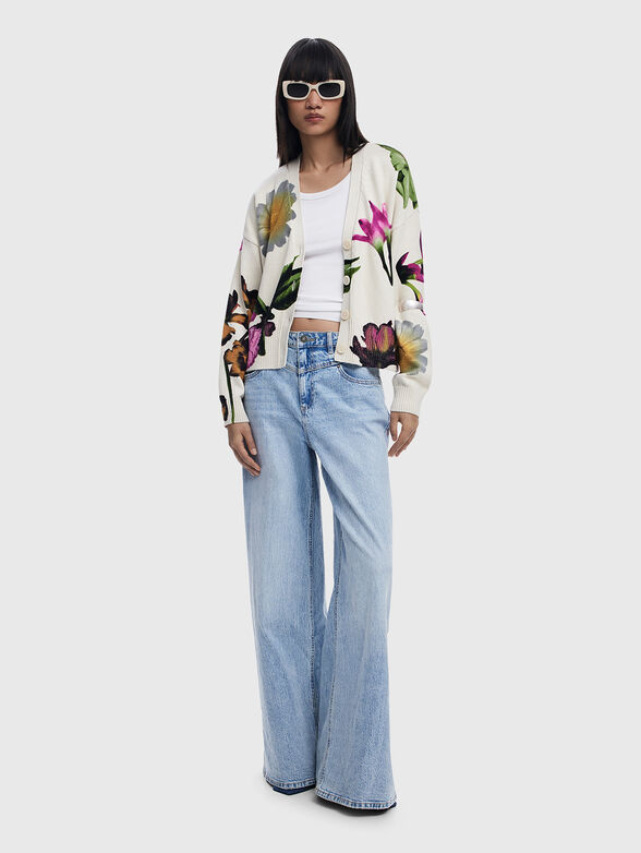 Cotton cardigan with floral print - 1
