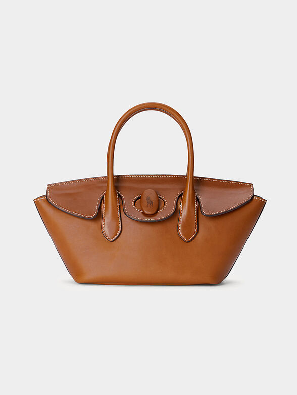 Brown satchel bag with logo motif - 1