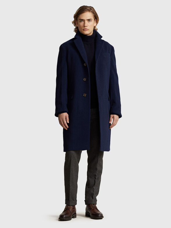 Navy single breasted coat - 1