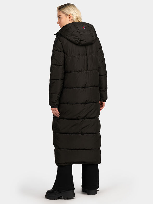 Long padded jacket with hood and logo lettering - 2
