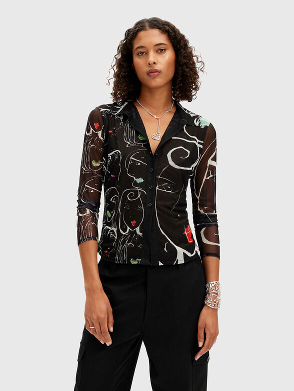 Shirt with sheer effect and print - 0