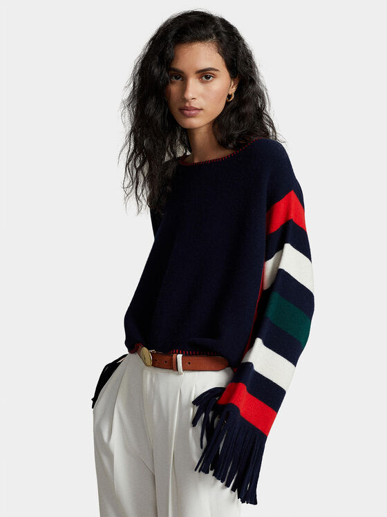 Fringed detailed wool sweater - 1
