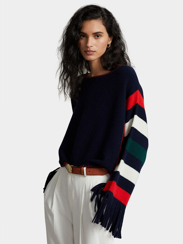 Fringed detailed wool sweater - 1