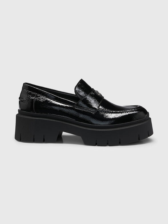 Leather loafers with logo - 0