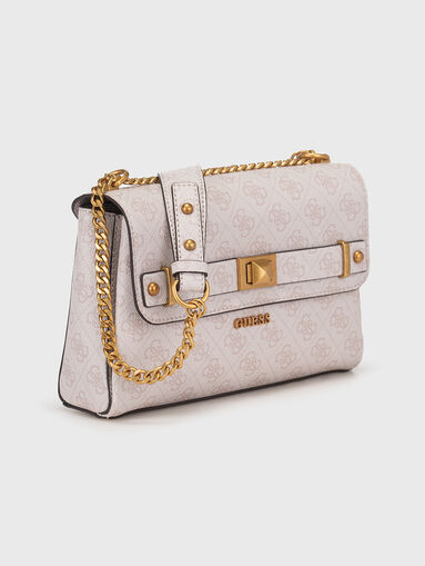 AIETA crosbody bag with monogram print in ecru - 4