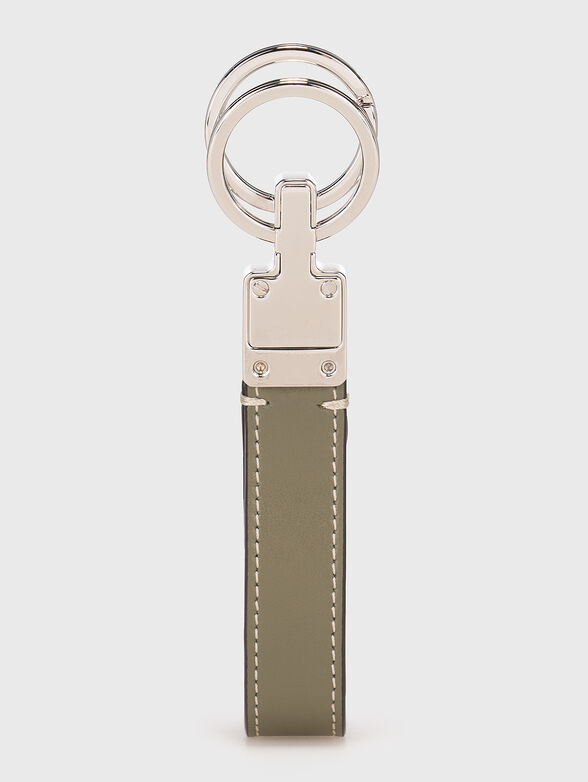 Green leather keyring - 1