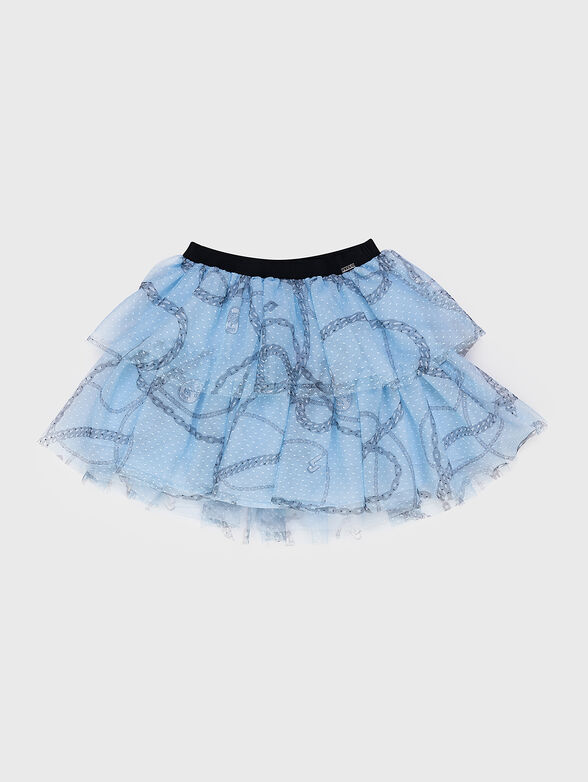 Blue ruffled skirt with contrast print - 1