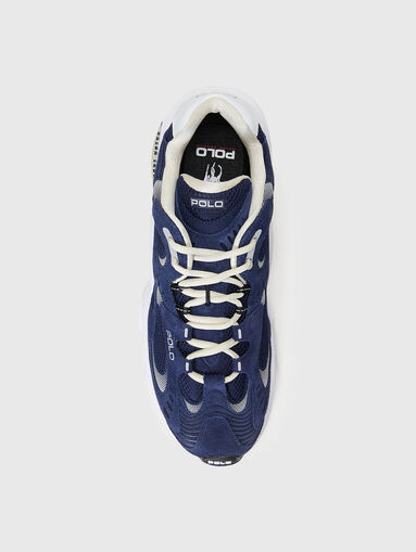 Dark blue sports shoes with suede elements - 4