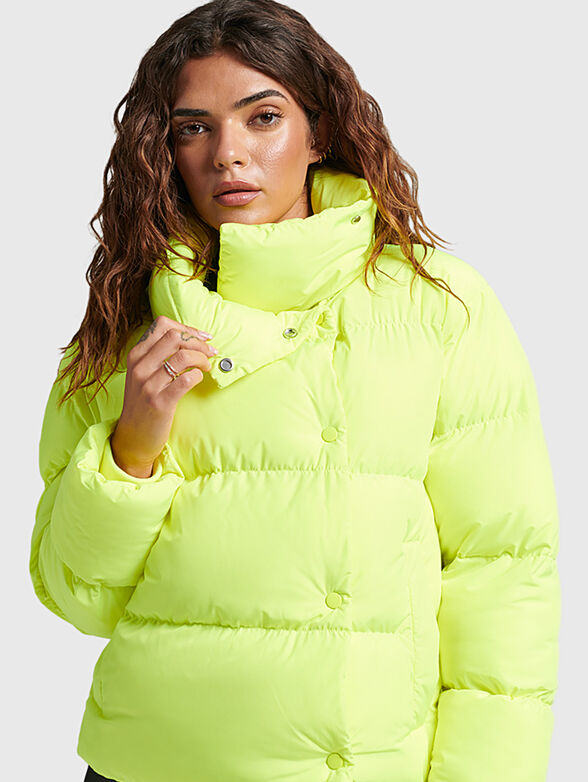 Padded jacket with high collar in fuxia color - 5