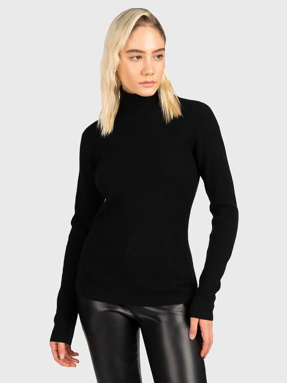 Μαύρο πουλόβερ από μαλλί και κασμίρι - 1