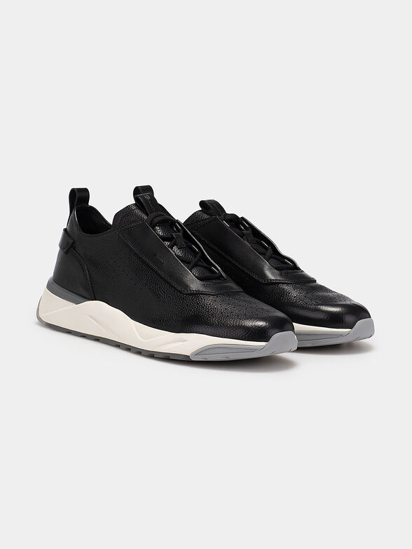 Leather sneakers in black color - 2