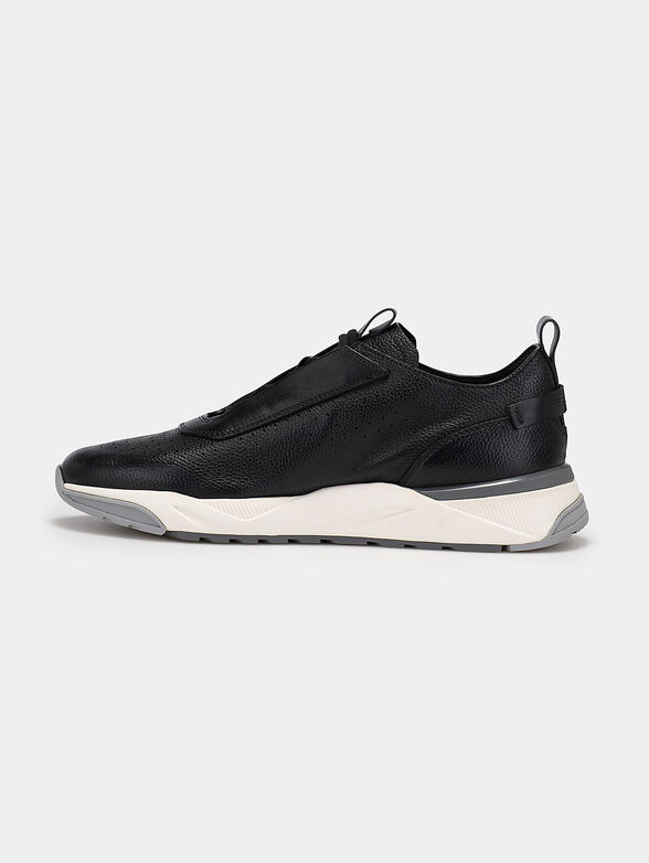 Leather sneakers in black color - 4