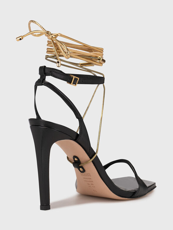 Black sandals with gold-colored accent - 3
