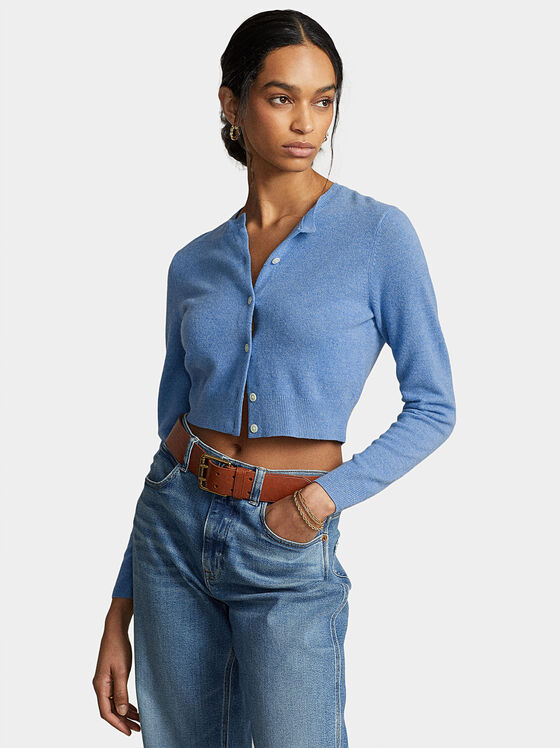 Cropped cashmere cardigan with buttons - 1