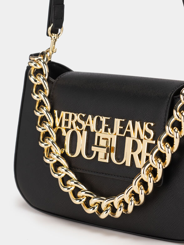 Black eco leather bag with metal logo - 6
