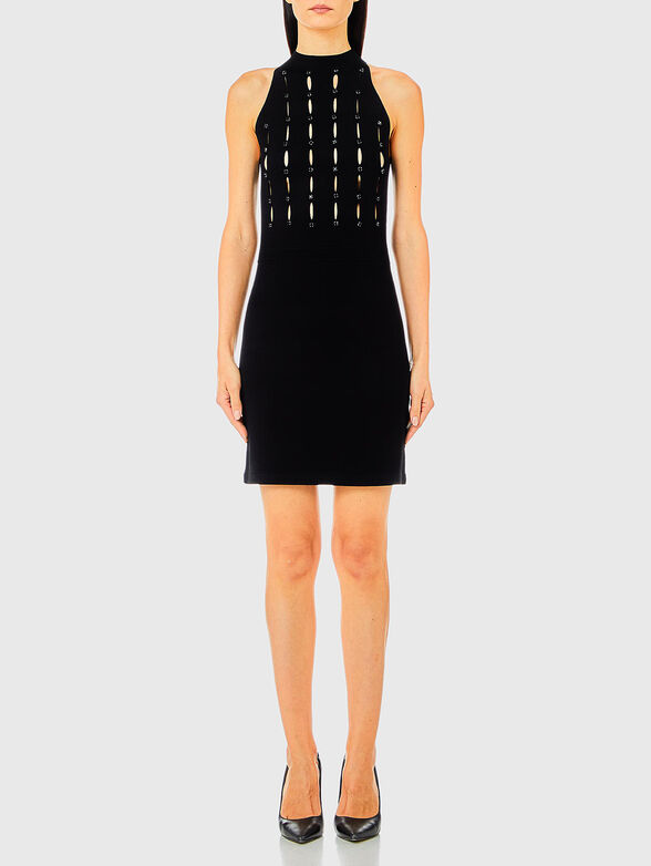 Dress with accent cutouts and rhinestones - 0