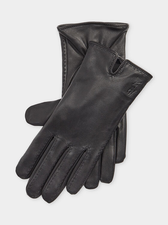 Δερμάτινα γάντια με λεπτομέρεια λογότυπου - 1