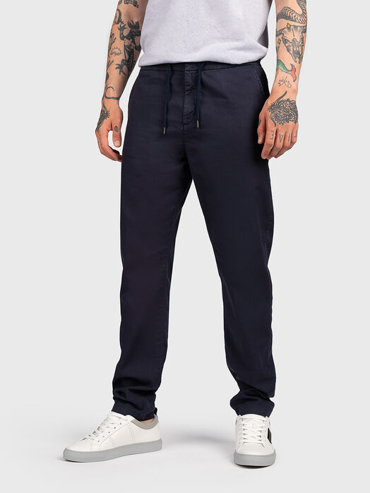 MICK COULISSE dark blue trousers with laces