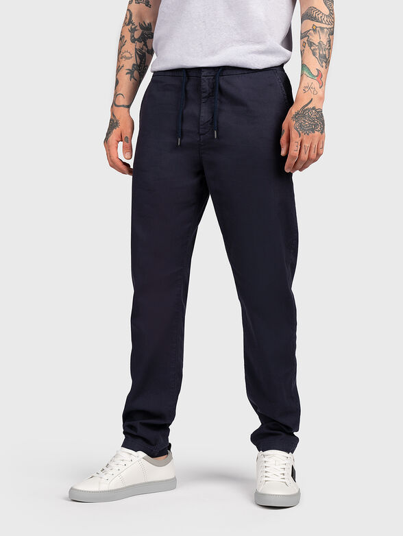 MICK COULISSE dark blue trousers with laces - 1