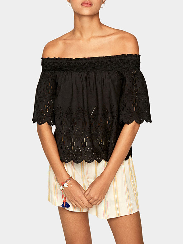 LUNA black cotton blouse - 2