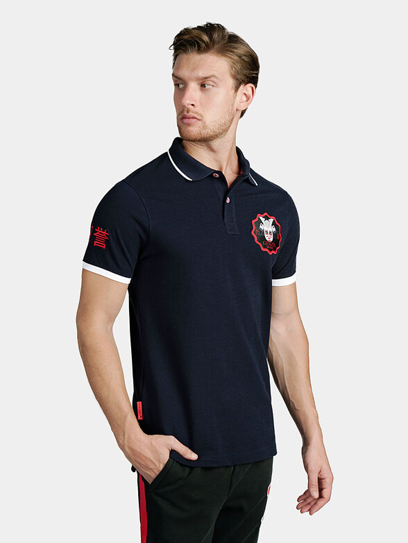 Cotton polo-shirt with contrasting embroideries - 1
