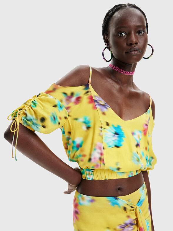 BETTY blouse with laces in yellow color - 0