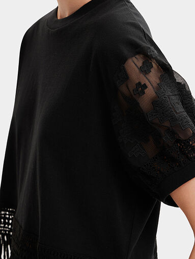 FLECA black T-shirt with accent embroidery - 4