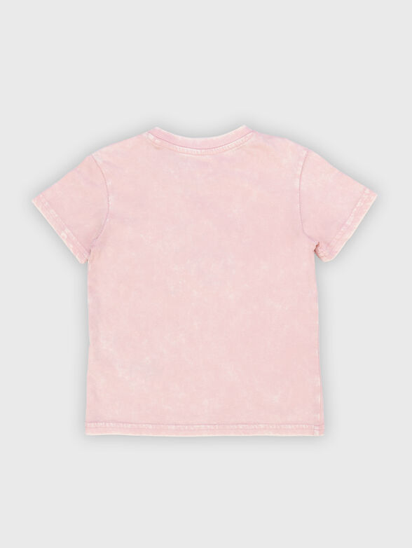 Pink T-shirt with contrasting print - 2