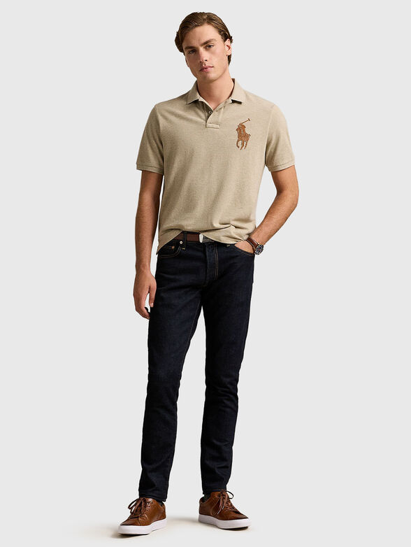 Beige polo shirt with maxi logo - 1