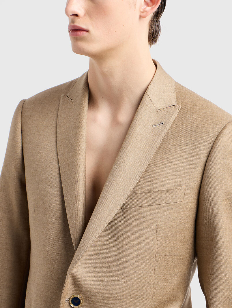 Wool slim blazer with buttons - 3