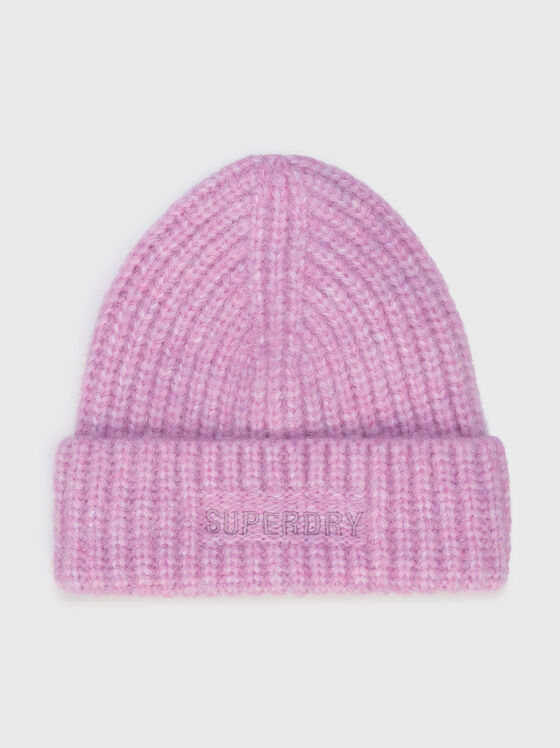 Knitted wool blend beanie with logo - 1