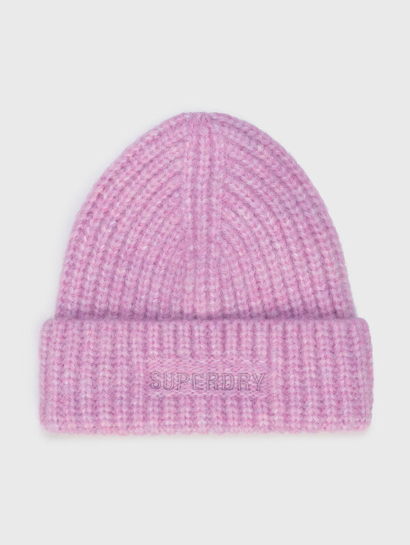 Knitted wool blend beanie with logo - 1