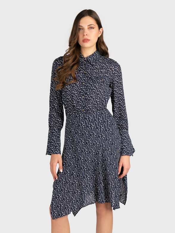 Midi dress with logo print - 0