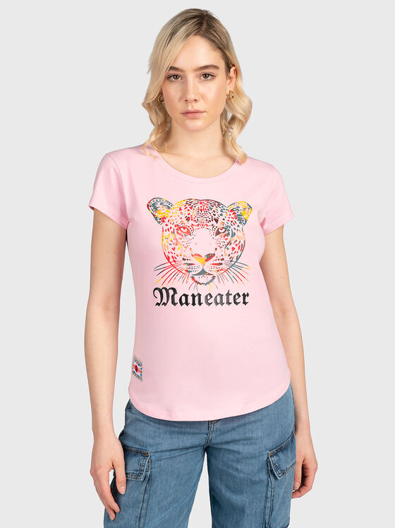 Ροζ μπλουζάκι TSL062 με στάμπα σε αντίθεση - 1
