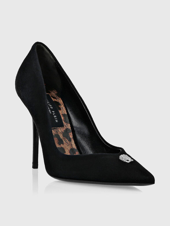 Suede heeled shoes with accent detail - 1