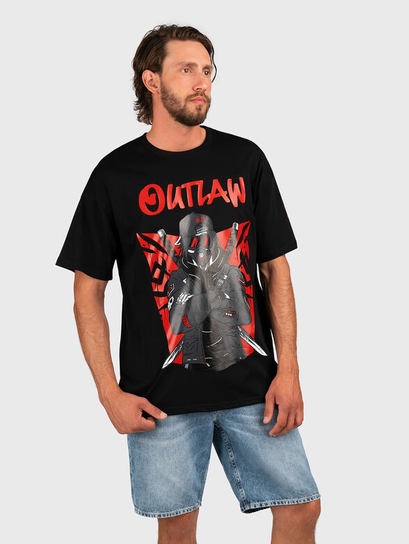 Oversized T-shirt with contrast print - 0