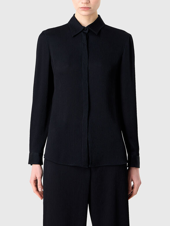 Dark blue shirt with hidden buttons - 0