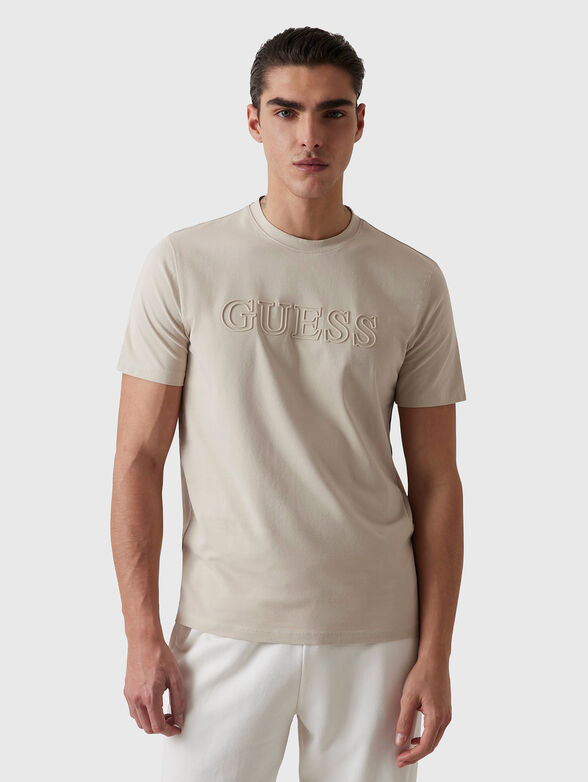 ALPHY beige T-shirt with logo accent - 1