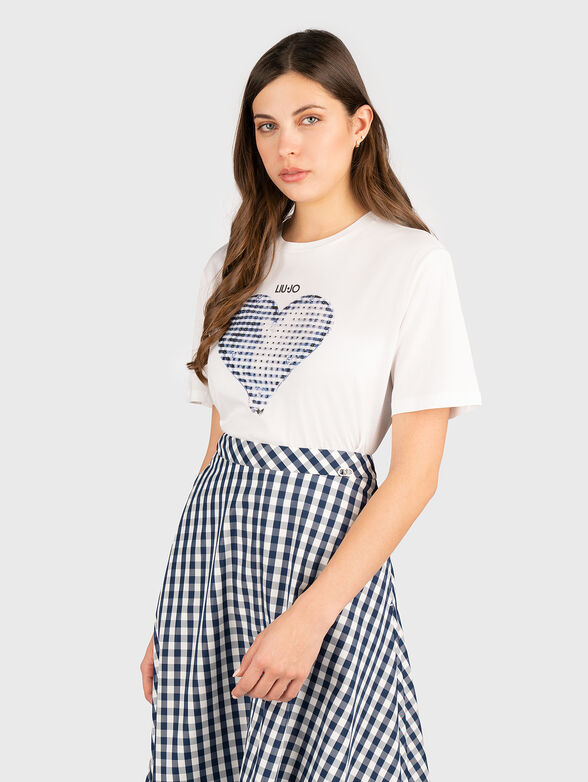 Cotton T-shirt with rhinestones - 1