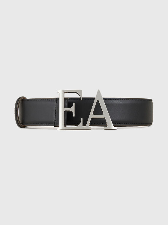 Leather belt with logo buckle - 1