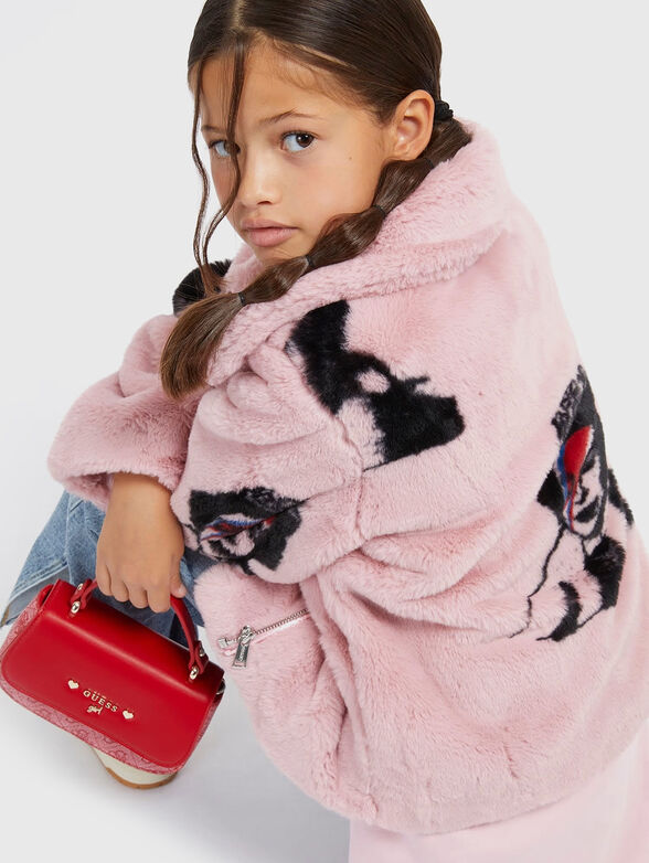 Faux fur coat with art print - 4