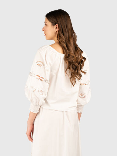Cotton blouse with dropped shoulder - 3