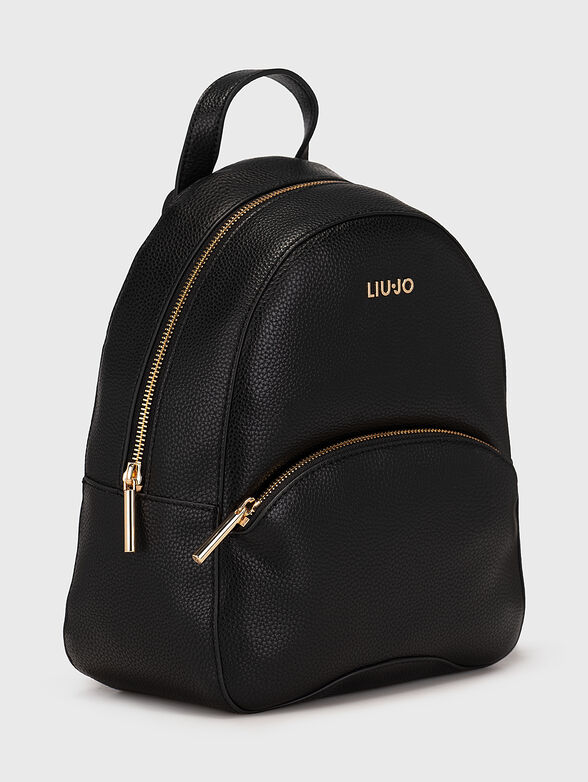 Black backpack with metal logo accent - 4