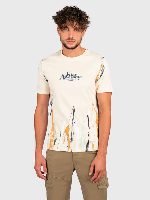 Black cotton T-shirt with art print