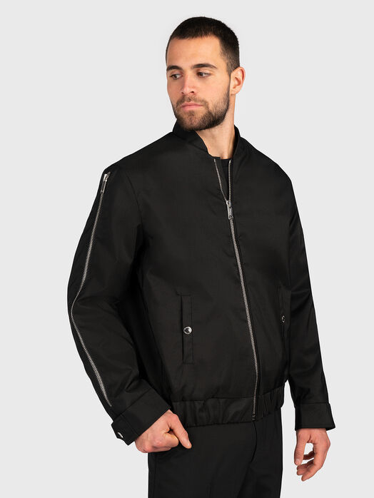 Bomber jacket with accent zippers