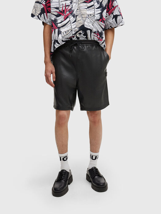 Perforated faux-leather shorts DAN242 with logo