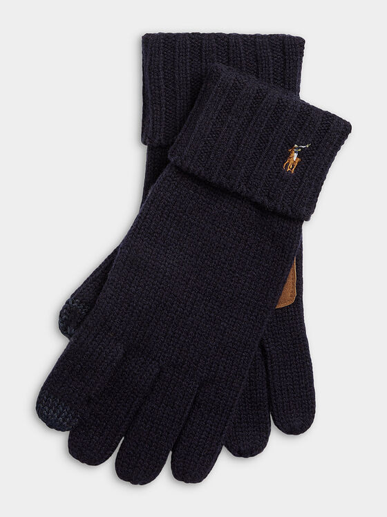 Πλεκτά μάλλινα γάντια με κέντημα με λογότυπο - 1