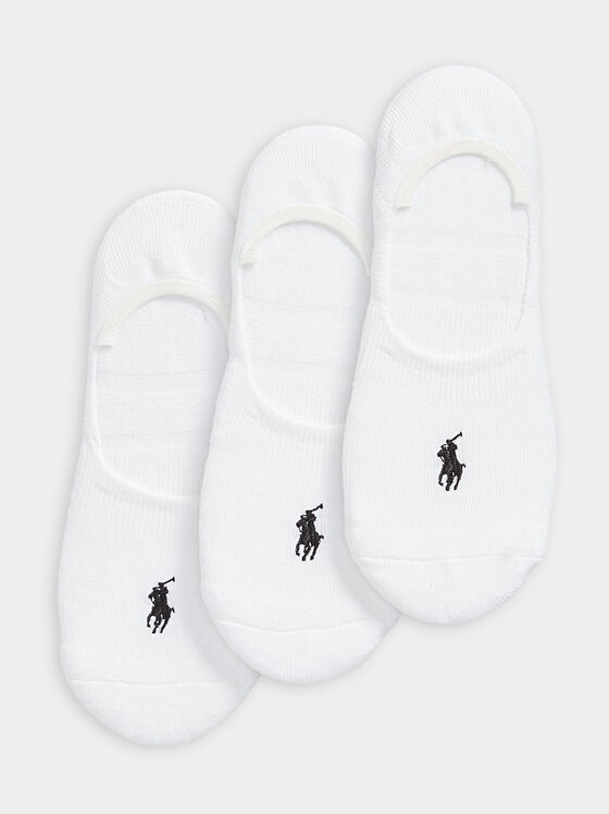 Σετ τρία ζευγάρια λευκές κάλτσες με λογότυπο - 1